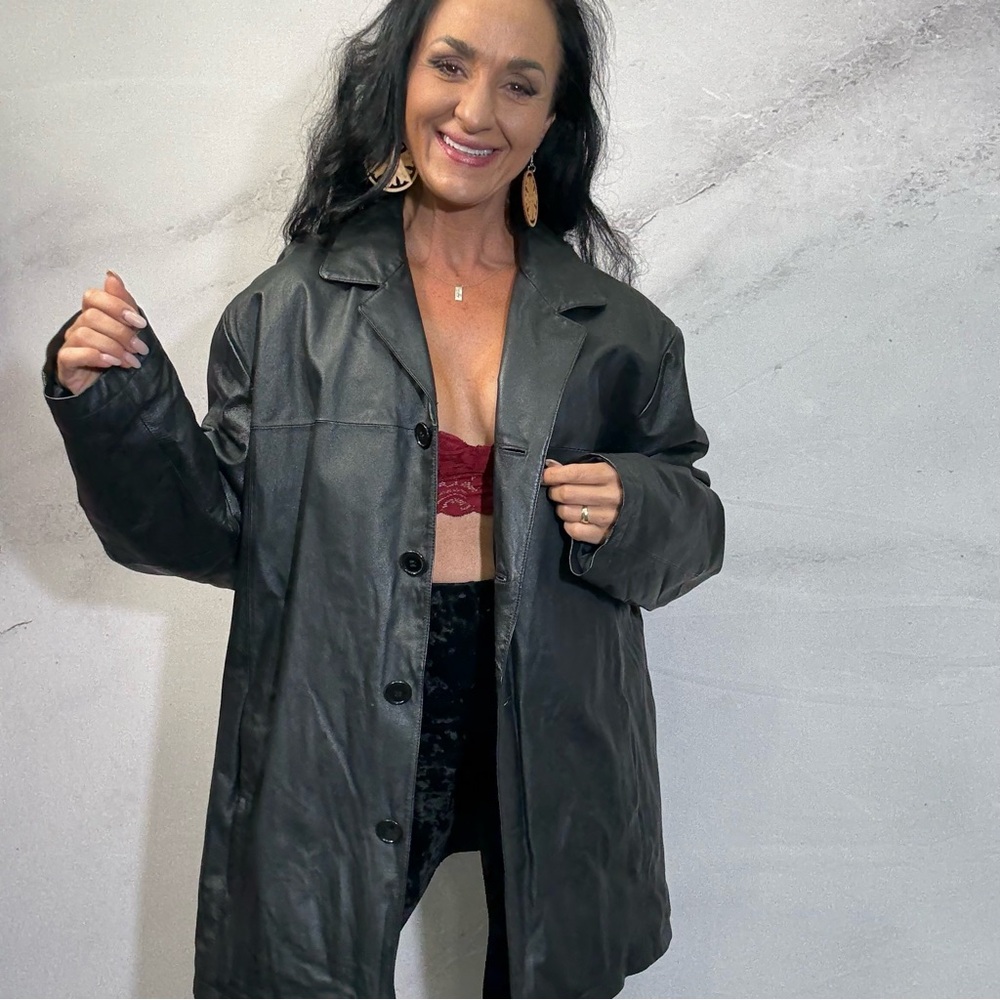 Wilsons Leather Black Oversized Jacket